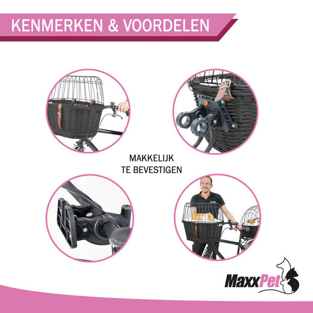 MaxxPet Fietsmand hond - Hondenmand fiets - Voor Bagagedrager - 46,5x37,5x40,5 cm - Zwart