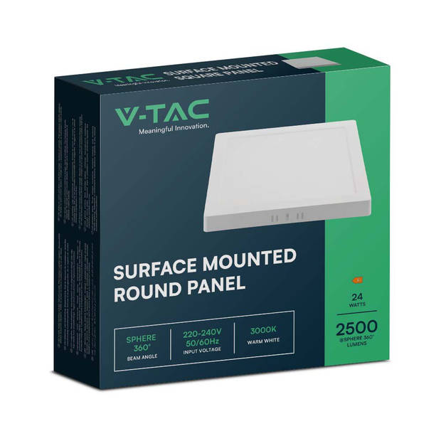 V-TAC VT-60024-SQ LED panelen - Backlit Surface Series - IP20 - Witte behuizing - 24 watt - 2640 lumen - 4000K