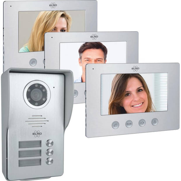 ELRO DV4000-3 Video Deur Intercom – 3 Appartementen - 1080P Full HD Camera met nachtzicht – 4-draads kabel