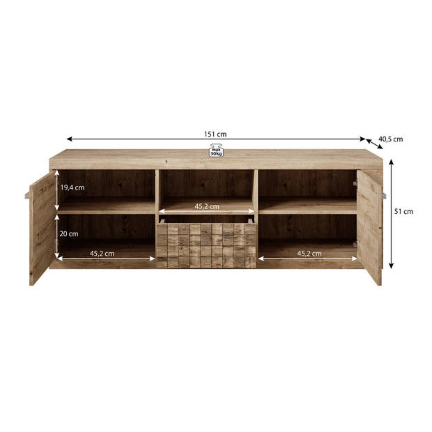 Meubella TV-Meubel Nala - Eiken - 151 cm