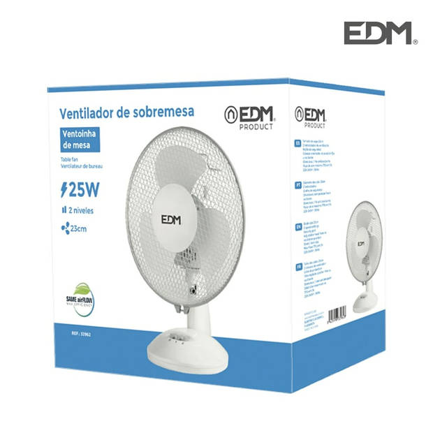 Tafelventilator EDM Wit 25 W Ø 23 x 36 cm