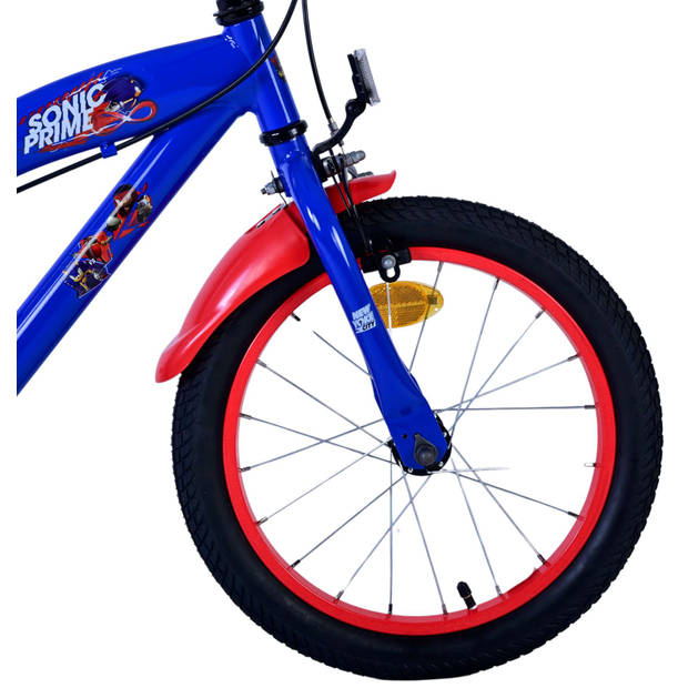 Sonic Prime Kinderfiets - Jongens - 16 inch - Blauw Rood - Twee handremmen