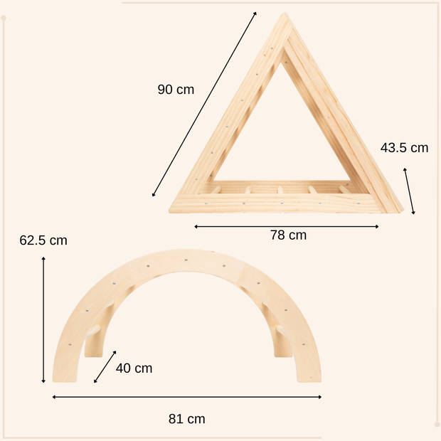 MISOU Pikler Klimboog - met Klimrek Montessori - Triangle Klimframe - Baby - Hout