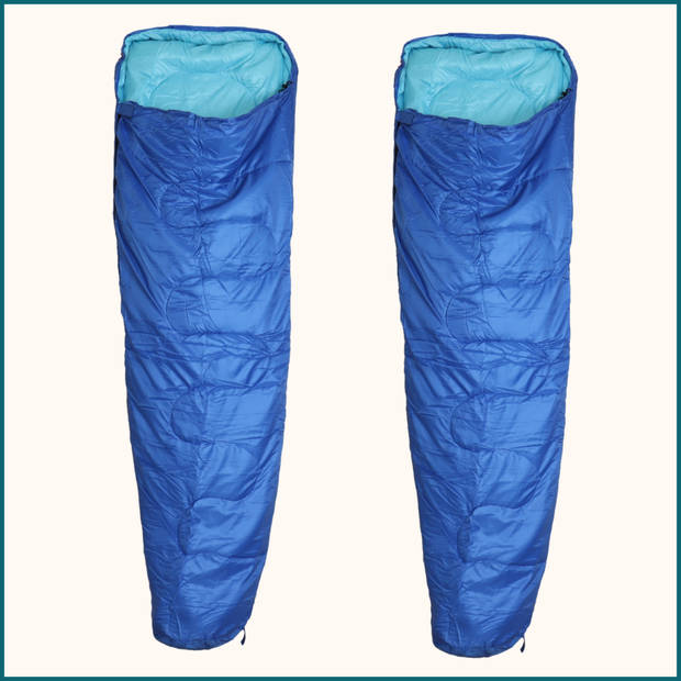 HIXA Mummy Slaapzakken Volwassenen - Blauw - 2 stuks - 210x80cm - Polyester