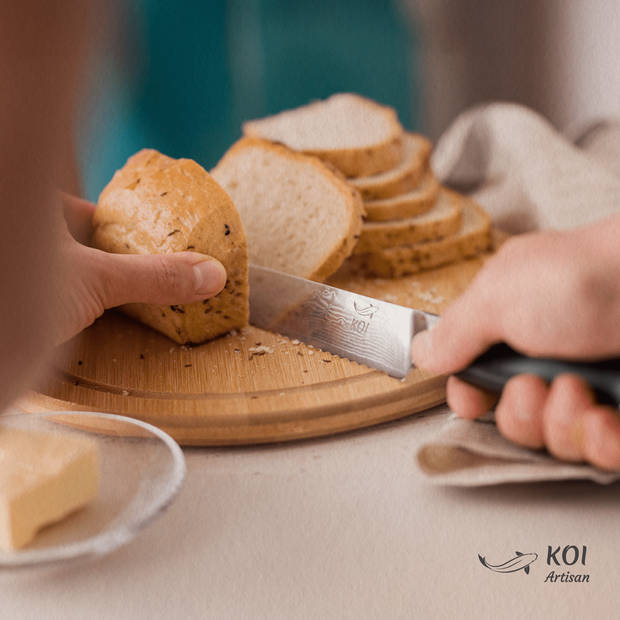 KOI Artisan® Broodmes - 20,32 cm - Scheermesscherp - Hoog Koolstof Roestvrij Staal - Voor Zelfgemaakt Brood & Meer