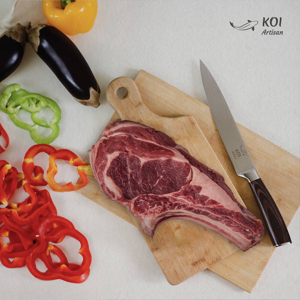KOI Artisan® Koksmes - Vlees Snijmes - 19.56 cm - Met Laser Geëtst Patroon