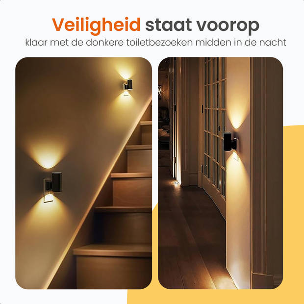 Goliving Nachtlampje Stopcontact - Stekkerlampen - Boven en Onder Verlichting - Dimbaar - Dag- en Nachtsensor