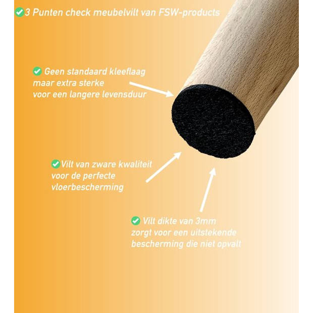 FSW-Products - Anti Kras Vloerbeschermers Viltjes – 48 Stuks - 2cm dia - Zelfklevende Meubelvilt - Stoelviltjes - Vilt