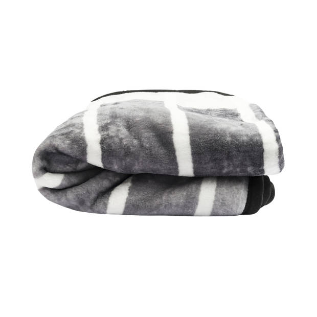 HappyBed Gestreept 150x200 - Fleece deken - Heerlijk zacht fleece plaid - Warmte deken - Bankhoes Sprei - deken