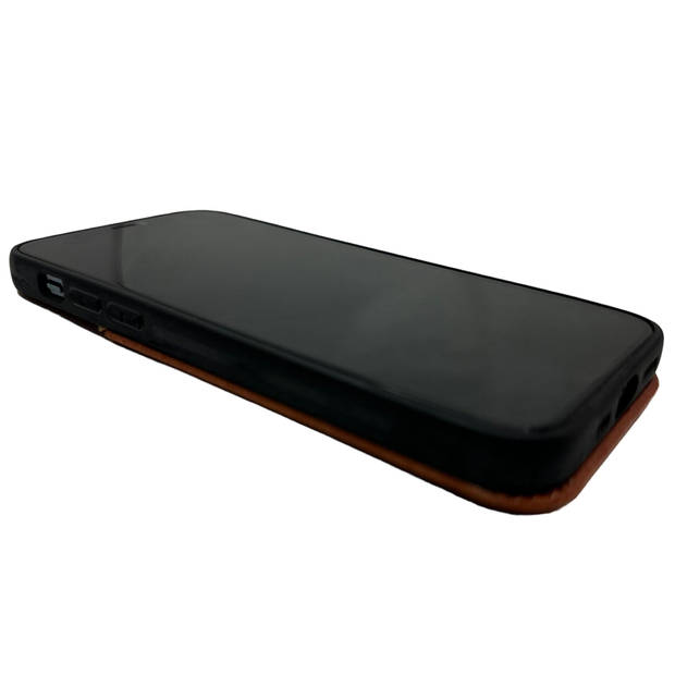 HEM Luxe Lederen Back Cover - Geschikt voor iPhone 15 Pro Max - Bruin - Telefoonhoesje / Achterkant voor 3 pasjes