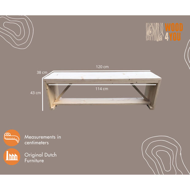 Wood4you - Tuinbank - Nick Vurenhout 120 cm parkbank - zitbank - bank - tuinbank hout