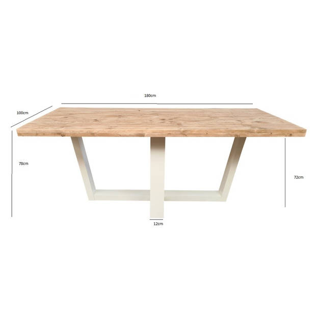 Wood4you - Eettafel Las Vegas Steigerhout 180Lx78Hx90D cm wit - - - Eettafels