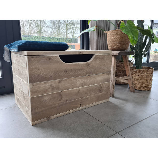 Wood4you - Speelgoedkist - Kick opbergkist 80Lx50Dx50H cm - Opbergkist - Dekenkist - Opruimkist - Speelgoedbank