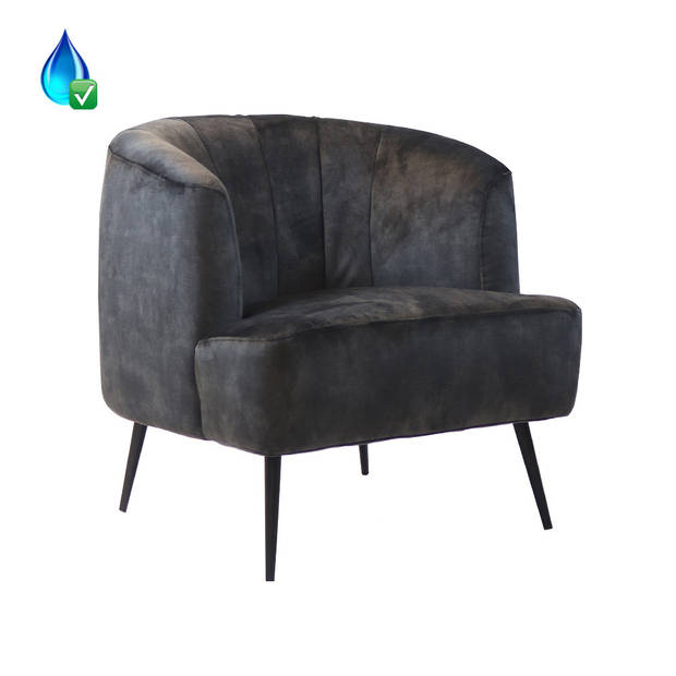 Bronx71 Velvet fauteuil Billy antraciet.