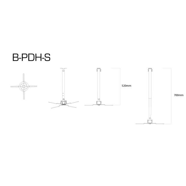 B-PDH S TV-plafondbeugel , beugel voor projector, Antraciet.