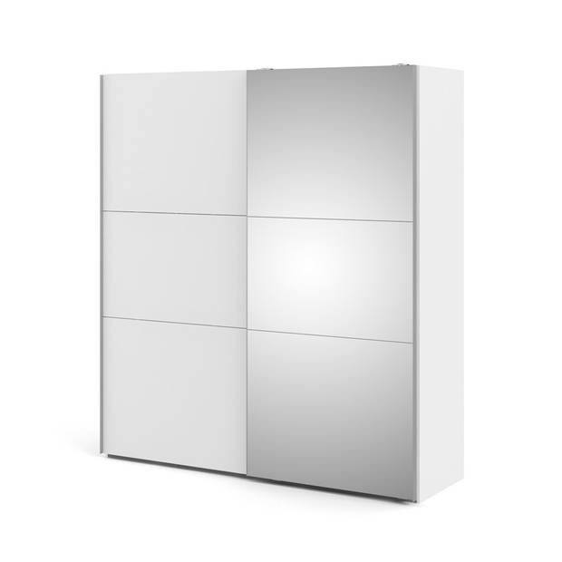 Saskia Schuifdeurkast B196 cm 1 deur en 1 spiegeldeur wit.