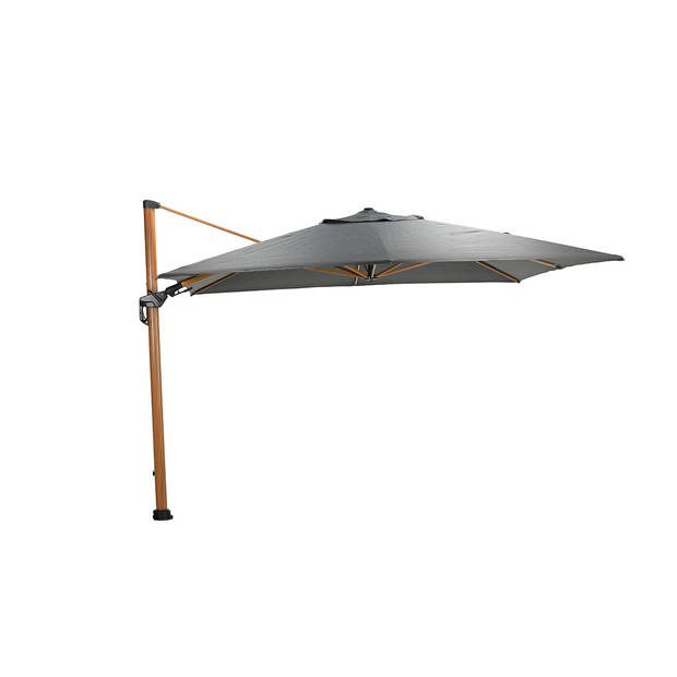 Garden Impressions Zweefparasol Hawaii Deluxe 300x300 - teak look / donker grijs