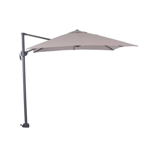 Garden Impressions Hawaii zweefparasol S 250x250 - donker grijs/zand met 60 kg parasolvoet en parasolhoes