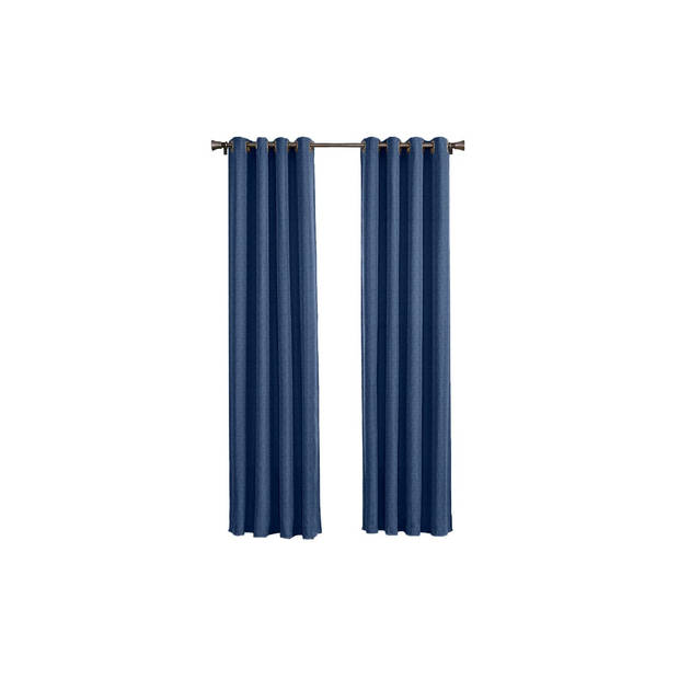 Larson - Luxe geweven blackout gordijn - met ringen - 1.5m x 2.5m - Donkerblauw