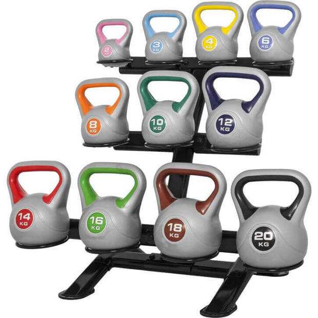 Gorilla Sports Kettlebell Standaard - Rek - voor 11 kettlebells - Staal