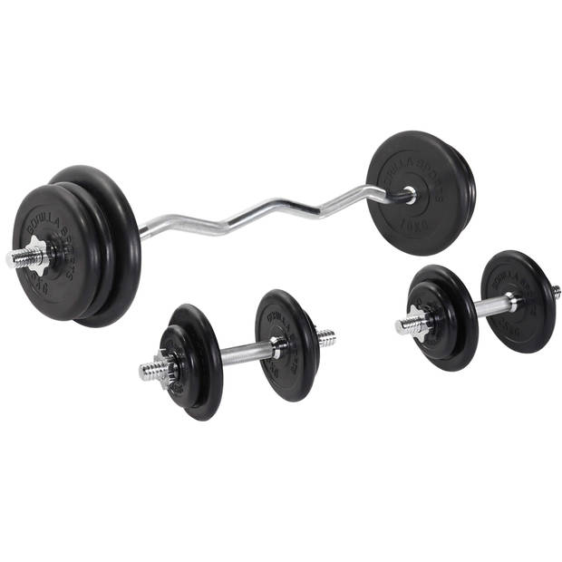 Gorilla Sports EZ-Curlset 70 kg - Rubber - Halter met Gewichten - 30 mm