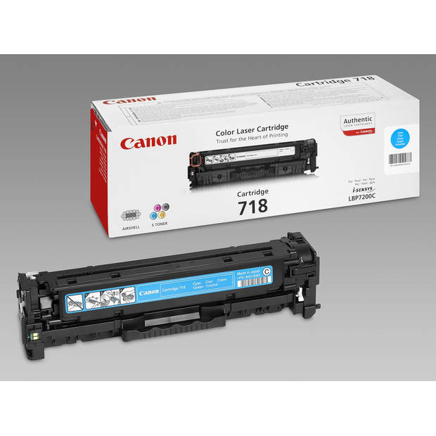 Canon toner 718, 2.900 pagina's, OEM 2661B002, cyaan