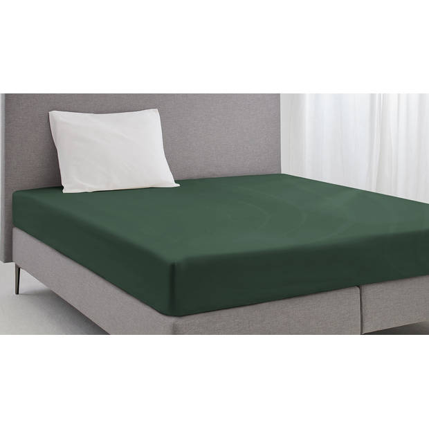 Eleganzzz Hoeslaken Jersey Katoen Stretch 35cm Hoge Hoek - dark green 90x210/220 - 100x200cm