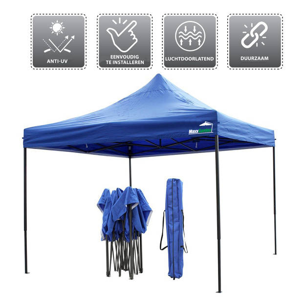 MaxxGarden Easy-up Partytent - 3x3m - Stalen Frame (blauw)