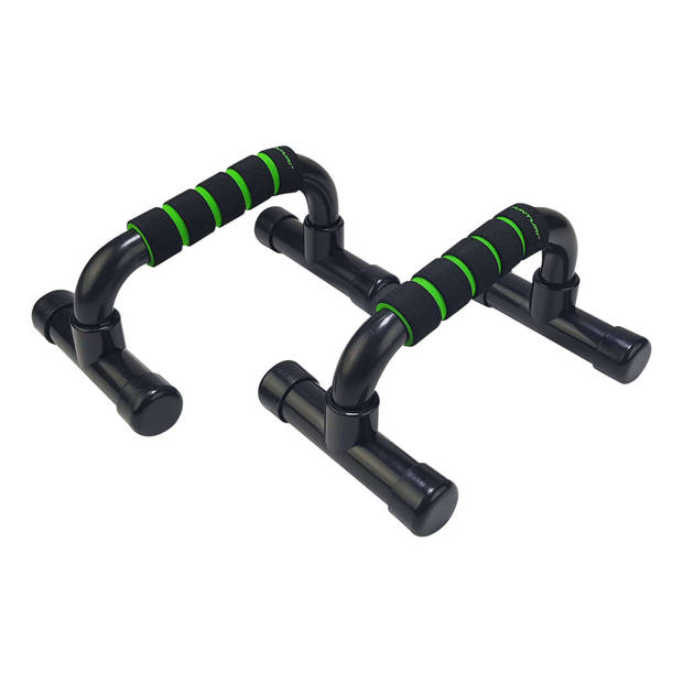 Tunturi Opdruksteunen - Parallettes -Push-up Bar - Push-up Steun - Opdrukbeugel - Zwart/Groen