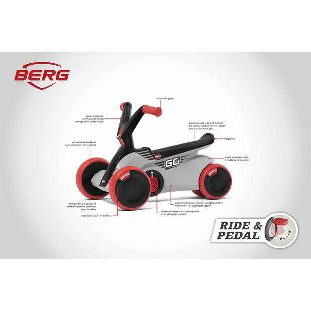 BERG Loopwagen GO² SparX Red - 2 in 1 - Rood