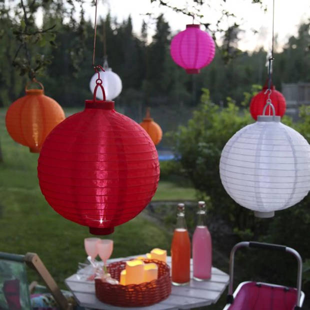 LED Solar Tuin lampion - Chinese Lampion - Feestballonnen - Solar Lantaarn - Ø 20 cm Nylon - 3 Stuks