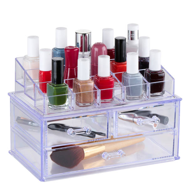 Touch of Beauty Make Up Organizer - Cosmetica, Skincare en Nagellak Organizer - 13.5x13x16 cm - Willekeurig Zwart/Wit