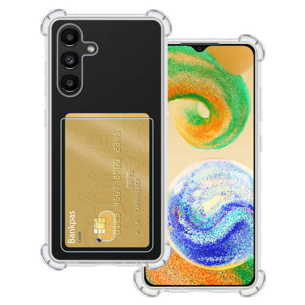Basey Samsung Galaxy A04s Hoesje Siliconen Hoes Case Cover met Pasjeshouder - Transparant