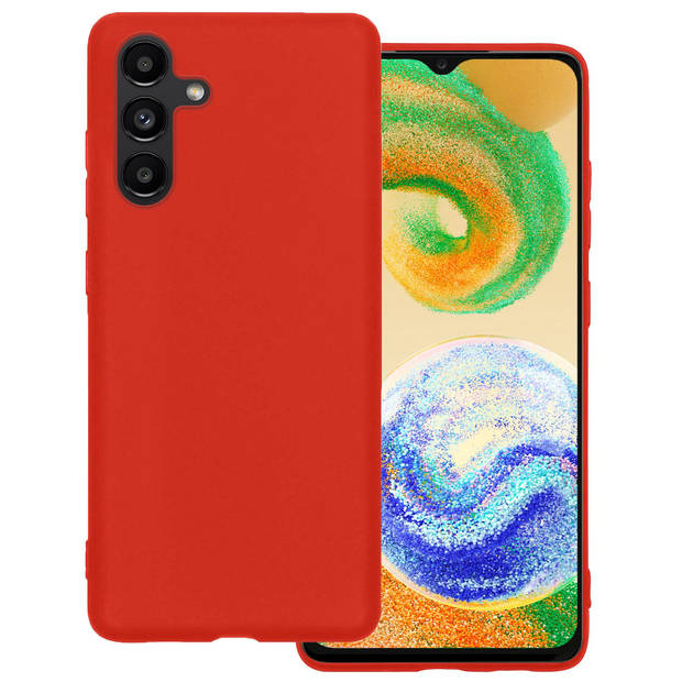 Basey Samsung Galaxy A04s Hoesje Siliconen Back Cover Case - Samsung A04s Hoes Silicone Case Hoesje - Rood