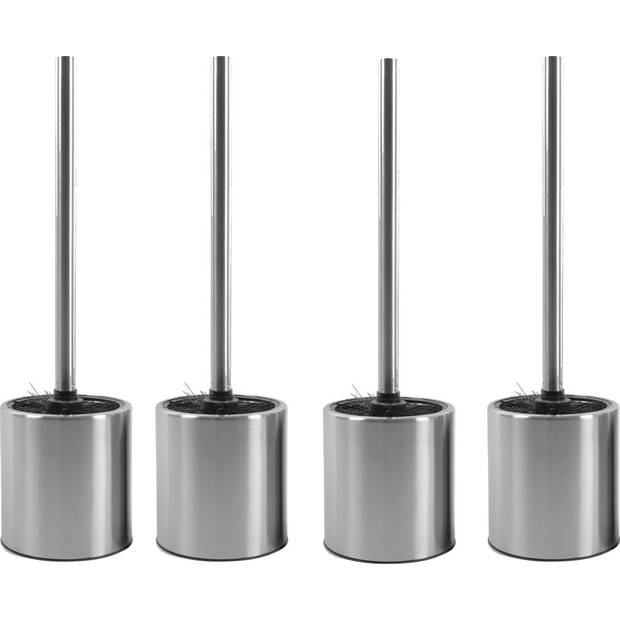 4 X Toilet Brush Stainless Steel - Toilet Brush Stainless Steel - Stainless Steel Toilet Brush in Holder - Toilet Brush