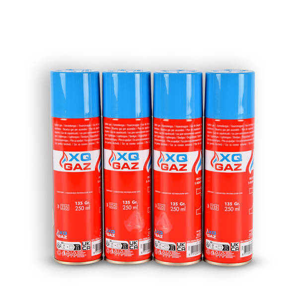 4 Stuks Aanstekergas Butaan Gasfles Rood & Blauw Gasvulling Navulgas 250 ml Met 5 Adapters