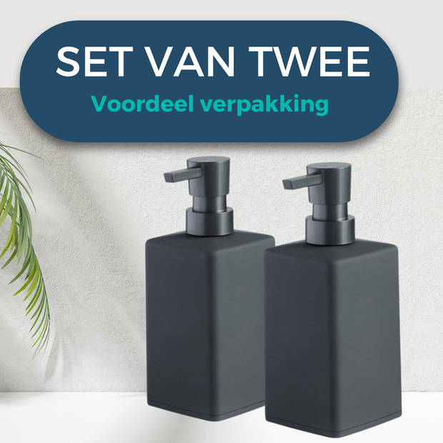 Zeeppompjes Mat Zwart - SET van 2 Zeepdispensers