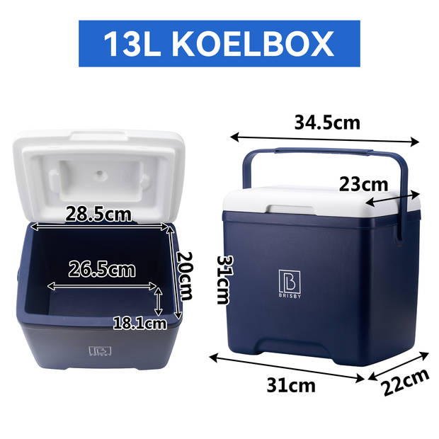 Brisby 13 liter Koelbox Blauw met 2 koelelementen