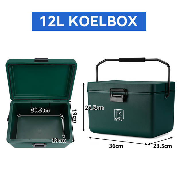 Brisby 12 liter Koelbox Groen met 2 koelelementen