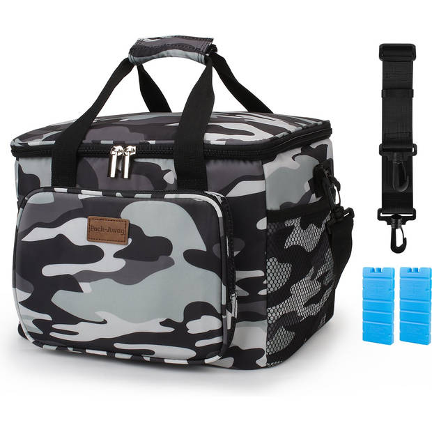 Packaway 4 Laags Geïsoleerde Koeltas - Lunchtas 15 liter - Camouflage grijs