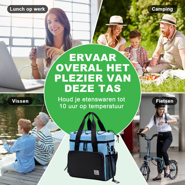 Brisby 4 Laags Geïsoleerde Koeltas - Lunchtas 15 liter - Zwart Blauw