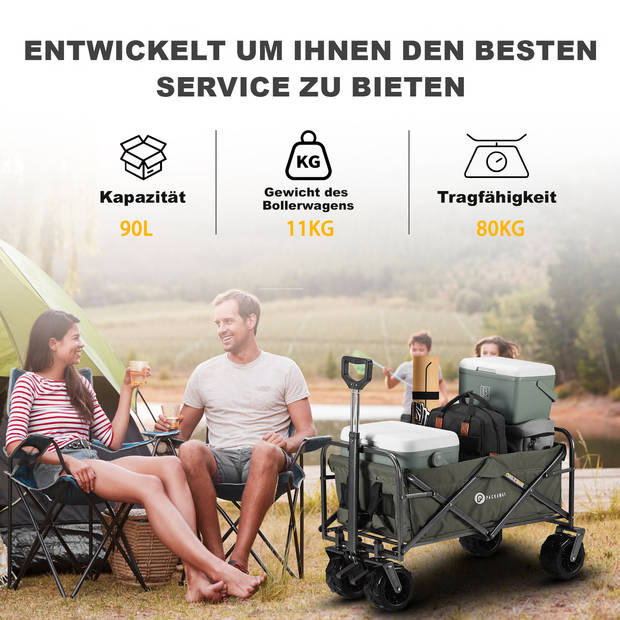 Packaway XL Opvouwbare Bolderkar Heavy Duty van Wasbaar Polyester tot 80KG – 98 x 45 cm – Groen
