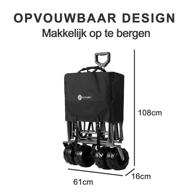 Packaway XL Opvouwbare Bolderkar Heavy Duty van Wasbaar Polyester tot 80KG – 98 x 45 cm – Zwart