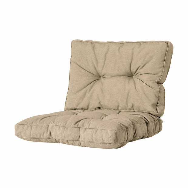 2L Home & Garden Loungekussen set Sandy Beige - 2 delig - zit- en rugkussen