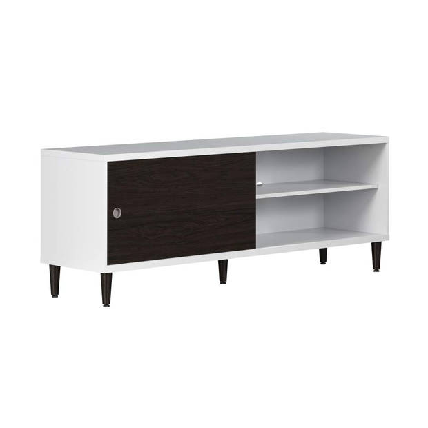 Evolution TV-meubel 1 deur, 2 planken wit, zwart.