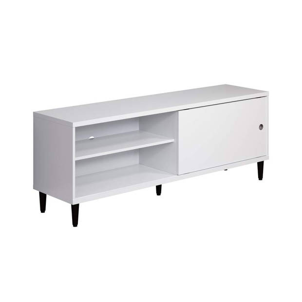 Evolution TV-meubel 1 deur, 2 planken wit, zwart.