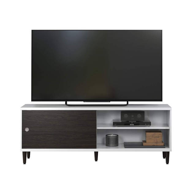 Evolution TV-meubel 1 deur, 2 planken wit, zwart.