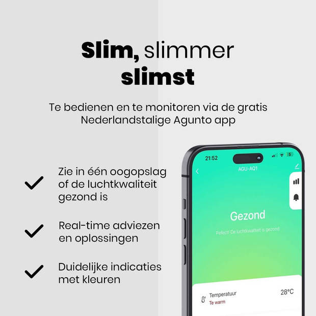 Agunto AGU-AQ1 Luchtkwaliteitsmeter - Hygrometer - Co2 Meter Binnen