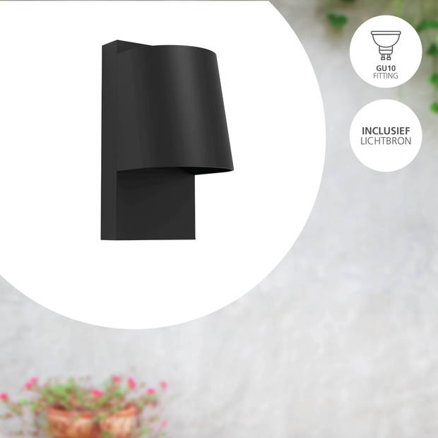 EGLO Stagnone Wandlamp buiten - GU10 - Ø 8.4 cm - Zwart