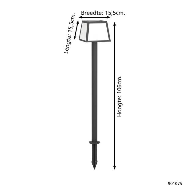 EGLO Altilia Solar Priklamp Buiten - LED - 106 cm - Zwart/Wit